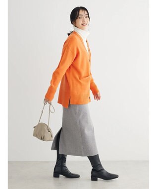 Green Parks 柄圧縮ポンチＩラインスカート Herringbone