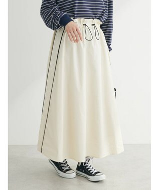 Green Parks サイドラインフレアスカート White