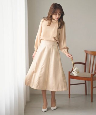 Feroux 【洗える】クラシカル リボンタイブラウス ピンク系