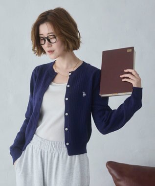 WEGO 【26年春新作】別注USPOLOケーブルニットカーデ ネイビー