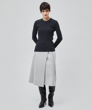 BEIGE， GRASSE / サテンベルト付きリバーラップスカート L Gray