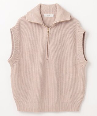 ANY ハーフジップニットベスト サンドベージュ