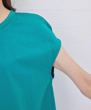 Tiaclasse L 【洗える】ボリュームフレンチカットソーチュニック ターコイズ