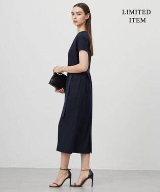 ICB L 【WEB限定・接触冷感・UVケア・速乾・防シワ・洗える】 FluidBackSatin  ワンピース ネイビー系