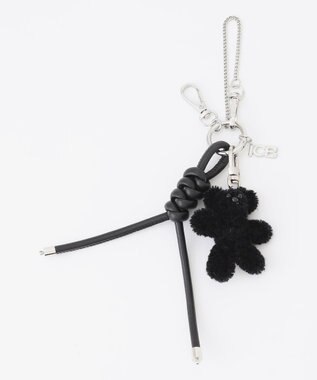 ICB 【4/3-4/19期間限定・受注生産】選べるチャーム 8ポケットナイロンリュック カスタマイズ クマ&フェイクレザーロープ黒