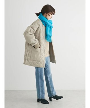 Green Parks 撥水加工　中綿キルトミドル丈コート Light Beige