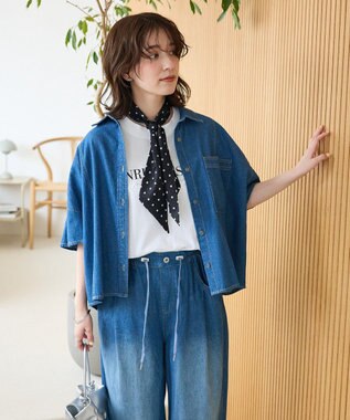 Green Parks フレンチスリーブ刺繍シンプルロゴプルオーバー Off White