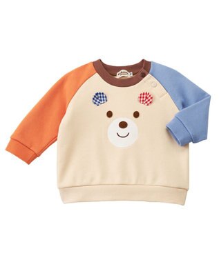 MIKI HOUSE HOT BISCUITS 【70-110cm】 顔ドン ラグラントレーナー アイボリー