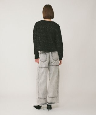 GRACE CONTINENTAL ツイードニットzipカーディガン ブラック