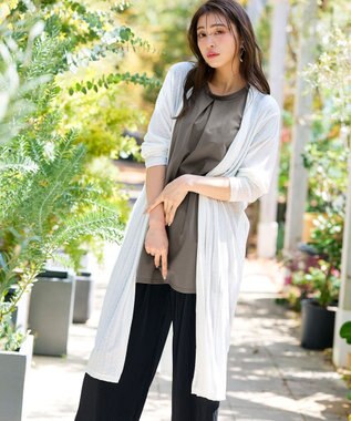 Tiaclasse L 【洗える】ボリュームフレンチカットソーチュニック グレージュ