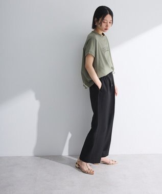 Green Parks フレンチスリーブ刺繍シンプルロゴプルオーバー Khaki