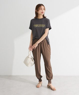 Green Parks フレンチスリーブ刺繍シンプルロゴプルオーバー Charcoal Gray