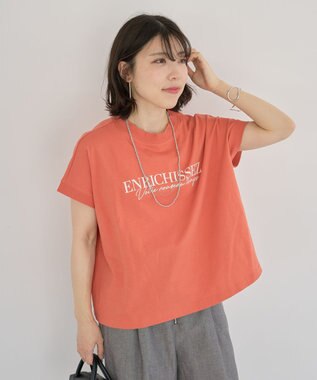 Green Parks フレンチスリーブ刺繍シンプルロゴプルオーバー Orange