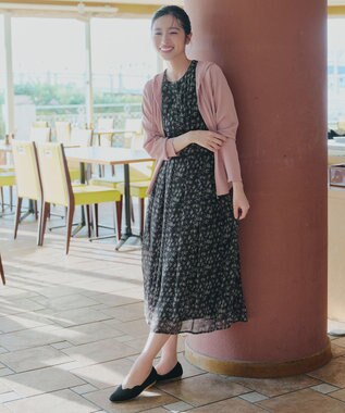 Tiaclasse L 【新色追加】フレアスリーブワンピース ネイビー