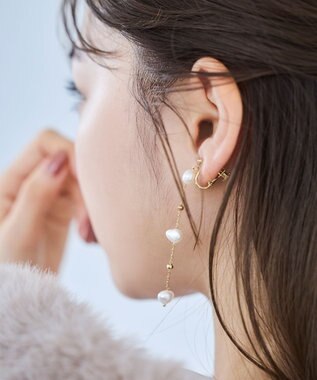 PEARL STATION EARRINGS 淡水バロックパール イヤリング