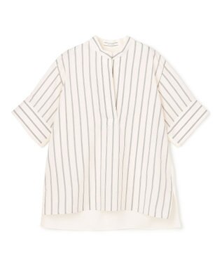 BEIGE， QUARTZ / 異素材コンビ ストライプシャツ Ecru St.