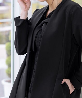 Tiaclasse 【洗える】幅広く活躍が期待できるボウタイレースブラウス ブラック