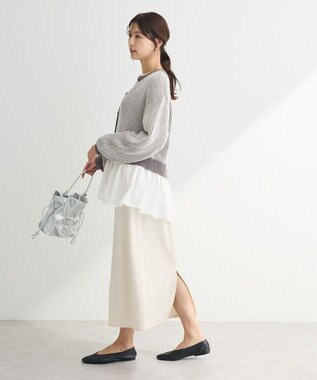 Green Parks 配色リブドッキングチュニック Gray