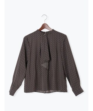 Te chichi パターンアソートボウタイブラウス チャコールグレー