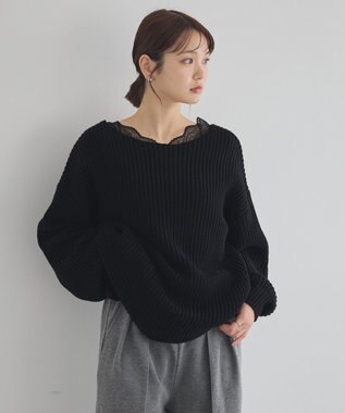 earth music&ecology 【吸湿発熱】【2WAY】あったかフェミニンインナー（２ｗａｙネック） Black