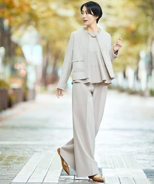 自由区 L 【SHIHOさん着用】ソフトウールブレンドペプラム ブラウス ベージュ