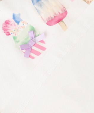 ANY KIDS 接触冷感 いろいろモチーフ Tシャツ ホワイト×アイス