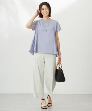 J.PRESS LADIES 【洗える】セルロースリネンストレッチ イージー パンツ ライトグレー系