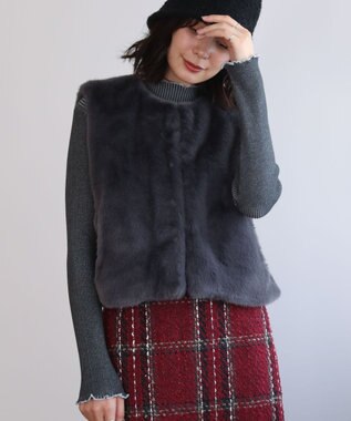 Green Parks ・ＥＬＥＮＣＡＲＥ　ＤＵＥ　フォックス調ファーベスト Charcoal Gray