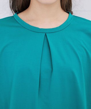 Tiaclasse L 【洗える】ボリュームフレンチカットソーチュニック ターコイズ