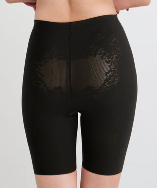 WACOAL 【-５歳の着やせシルエット】 ガードル ロング丈 二の尻キュッと おなかフラットに 吸汗速乾(本体) ラクに着用できる レディース GRC423 /ワコール ブラック