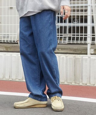 WEGO 【ウエストゴム/SMLサイズ展開】デニムイージーストレートパンツ2 デニム中濃色