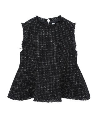 Green Parks ツイードペプラムベスト Black