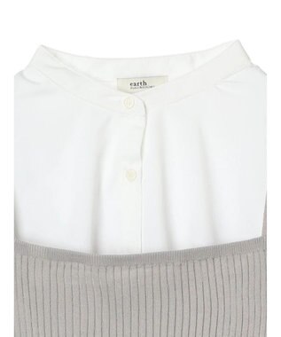 earth music&ecology ＳＥＴ２点ニットビスチェ＋ノーカラーシャツ Off White