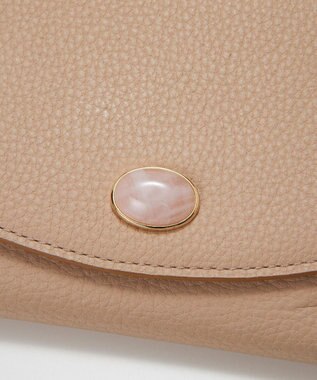 TOPKAPI 【TOPKAPI】gemdrops ジェムドロップ ミニエンボスレザー 天然石 二つ折り 財布 ピンクベージュ