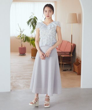 earth music&ecology ダブルフリルノースリブラウス Off White