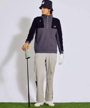 PW CIRCULUS 【MEN】サイドラインストレートワイドパンツ ゴルフ ベージュ系