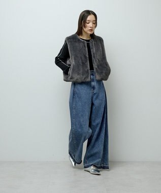 Green Parks ・ＥＬＥＮＣＡＲＥ　ＤＵＥ　フォックス調ファーベスト Charcoal Gray