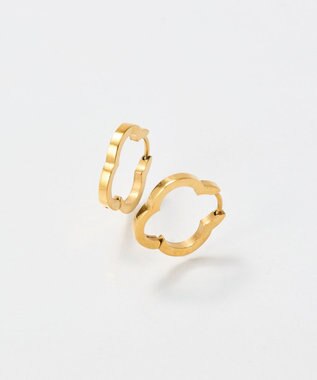 Phoebe 【金属アレルギー対応】フラワーワンタッチフープピアス　ゴールド/サージカルステンレス ゴールド