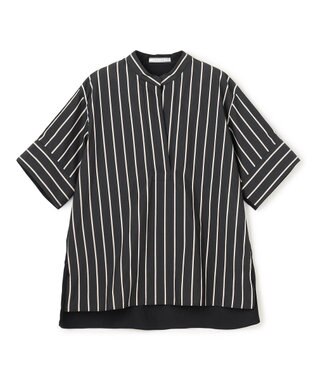 BEIGE， QUARTZ / 異素材コンビ ストライプシャツ Black St.