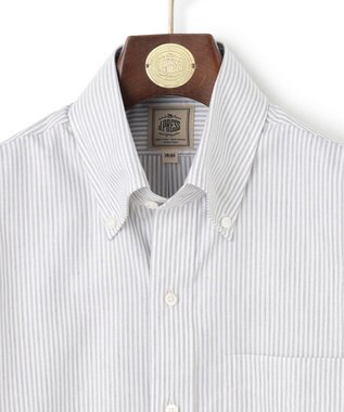 J.PRESS MEN 【Single Needle Tailoring / 形態安定】メランジカラーストライプ シャツ/B.D. ライトグレー系1