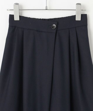 #Newans 【洗える】スラントフロントコクーンパンツ ネイビー