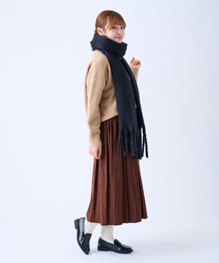 MOONBAT 【美人百花2月号/CanCam/andGIRL掲載】洗える ボリュームマフラー ソフトプレーン 幅40cm ブラック