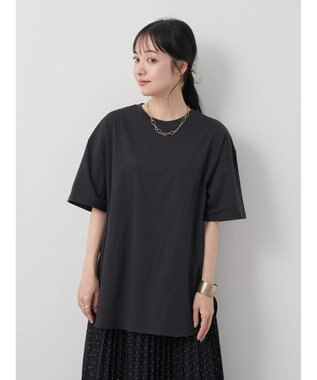 earth music&ecology ラウンドヘムルーズＴ（汗じみ防止） Black