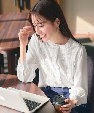 Tiaclasse L 【新色追加】レースブラウス オフホワイト