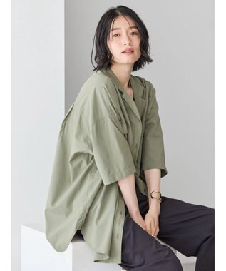 AMERICAN HOLIC 接触冷感＋ＵＶカットＷポケットＢＩＧシャツチュニック Khaki