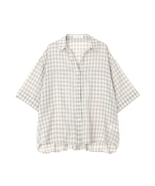 AMERICAN HOLIC 【イージーケア】スキッパーチェックシャツ Beige