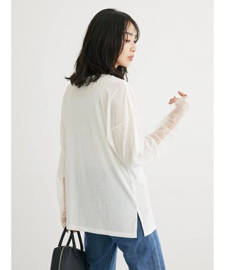 Green Parks 袖チュールドッキングシアープルオーバー Off White