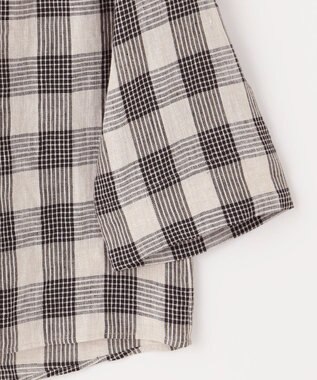 J.PRESS LADIES 【洗える】フレンチリネン チェック ブラウス ブラック×ベージュチェック系3