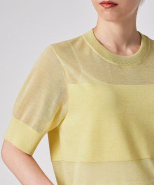 Paul Smith 【洗える】シアーボーダー 半袖ニット ライトイエロー