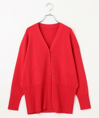 #Newans 【洗える】ファインボタンＶネックカーディガン レッド